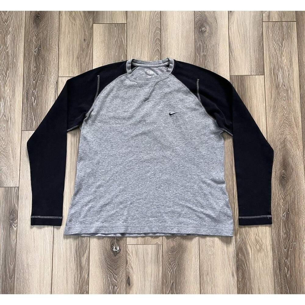 Nike “The Athletic Dept.” Knit Vintage Long Sleeve Shirt Sz M Thermal Y2K Gray